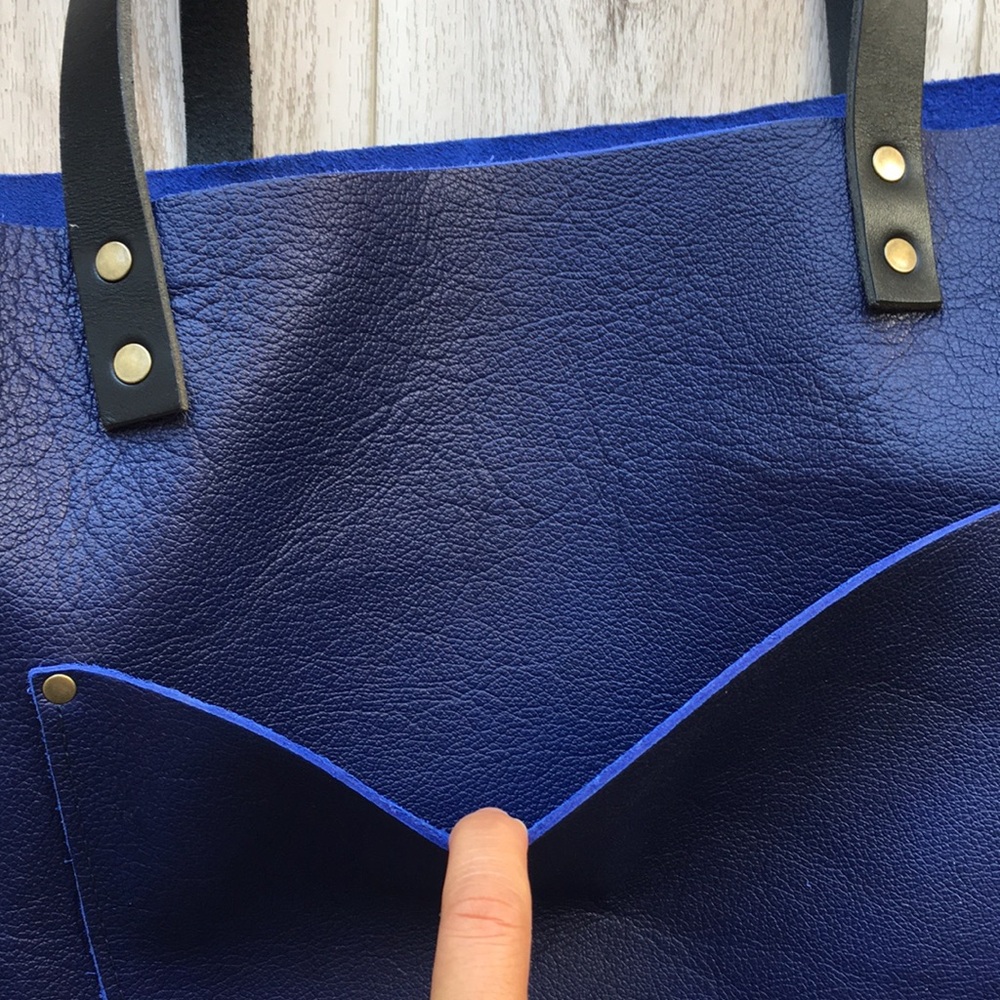 PLG Large Classic Tote Cobalt with Black Handles - Picture 4 of 4